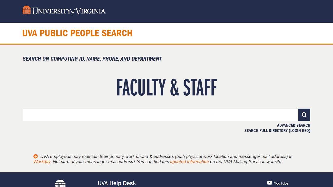 UVA Public People Search, U.Va.