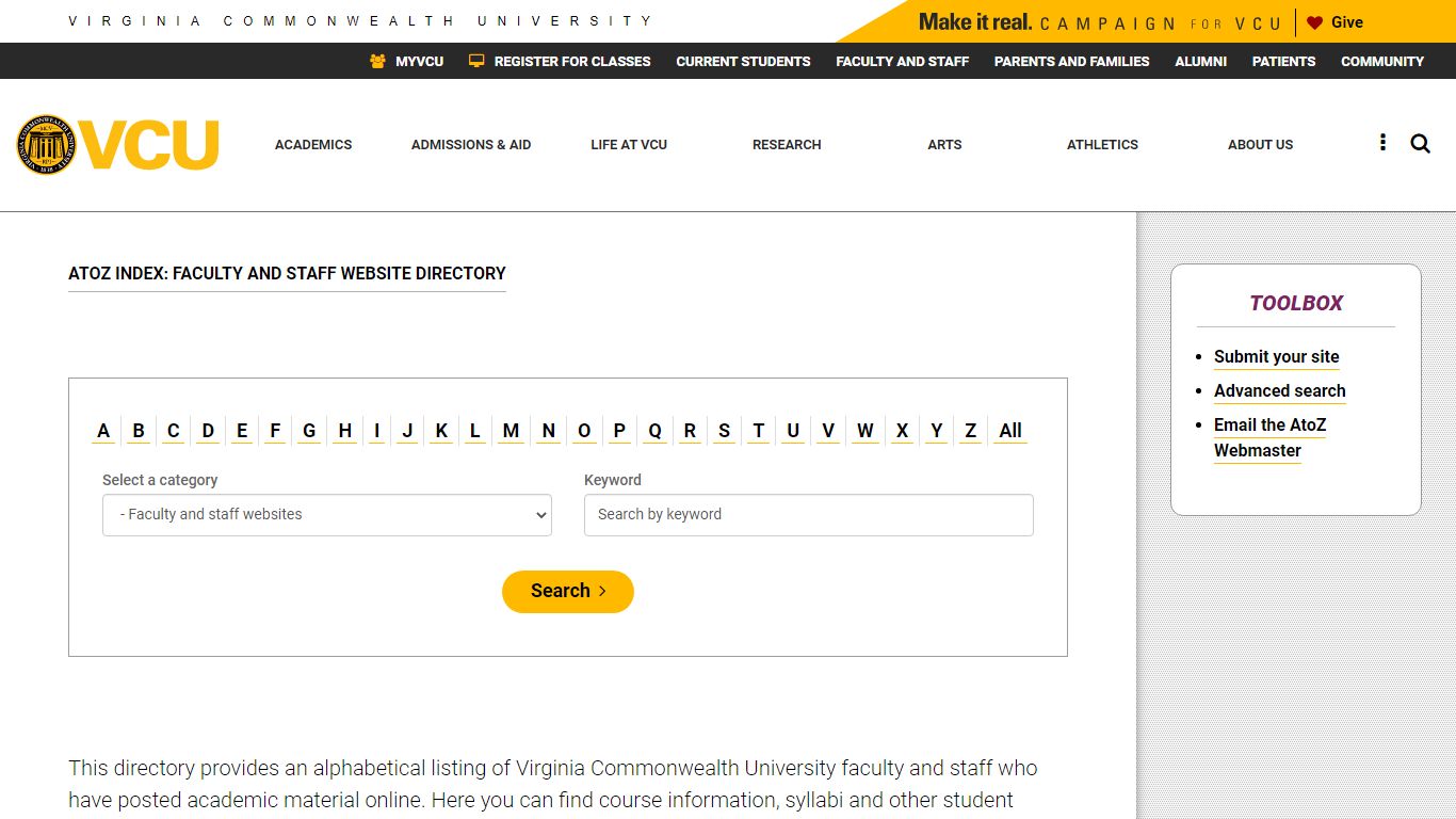A to Z Directory – Virginia Commonwealth University